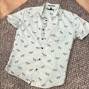 21men Light Green Zebra Print Shirt Size XS